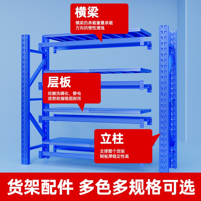 热销仓储货架配件仓库置物架多功能杂物架快递储物架加层横梁立柱