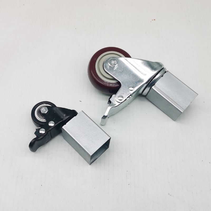 热销套脚式万向轮餐桌货架脚轮带刹车静音滚轮重型轴承方管式机械