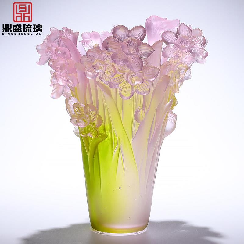 琉璃花瓶水晶摆饰客厅插花高级感设计师软装摆设新房子乔迁礼物