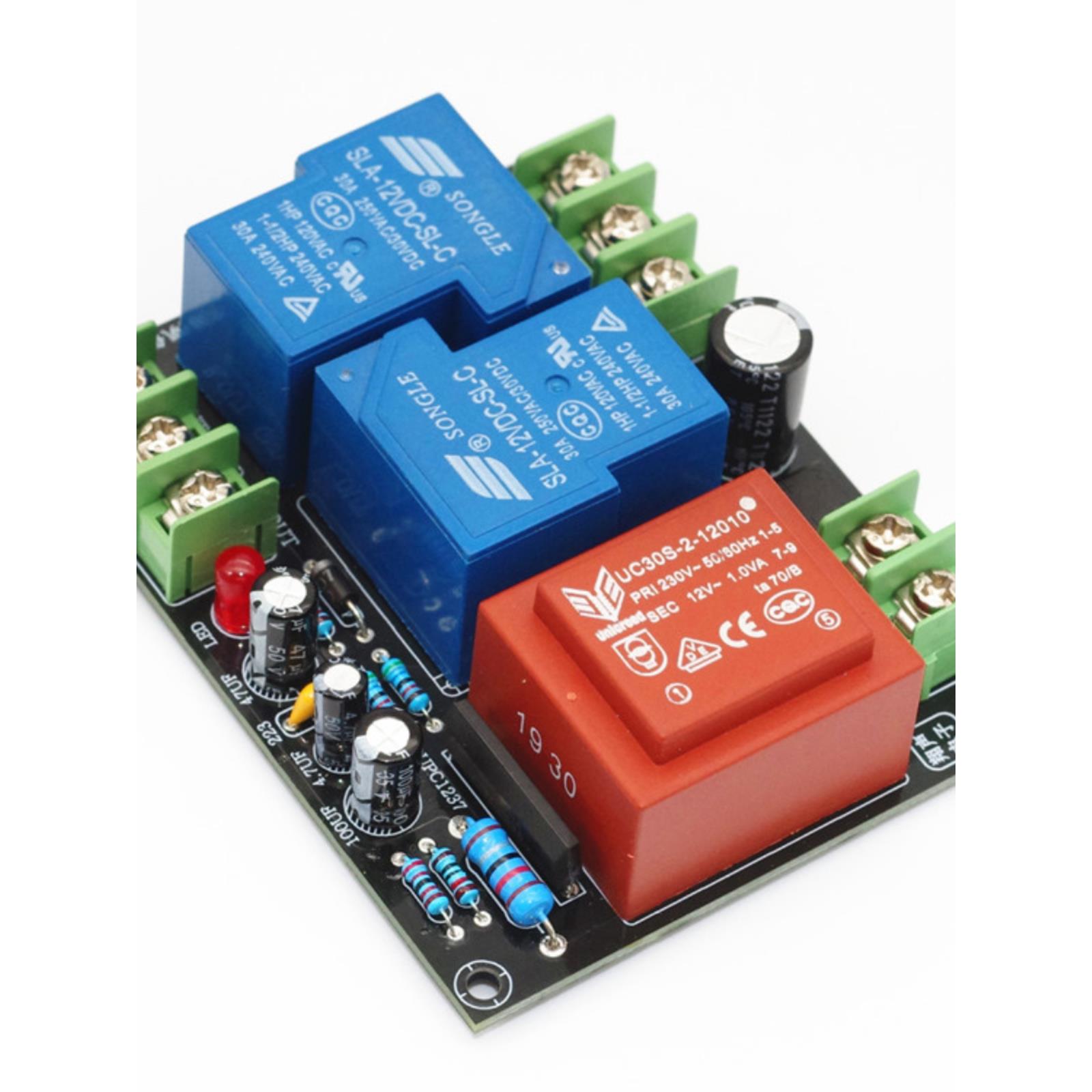 振声放大器音频扬声器保护板Upc1237消除开关冲击声220V供电双通