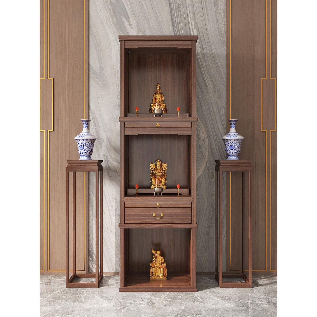 采购产品家用实木三层佛柜,佛龛,坛,坛,坛柜,香盒,新中国风