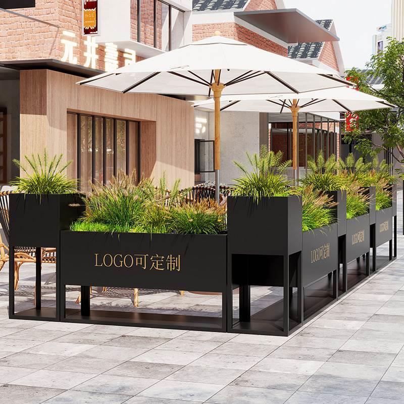 户外铁艺花箱长方形花槽组合外摆围栏隔断花架街道广场商业街花坛