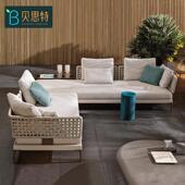 户外沙发庭院阳台室外休闲露台温室设计师花园转角藤编家俱组合