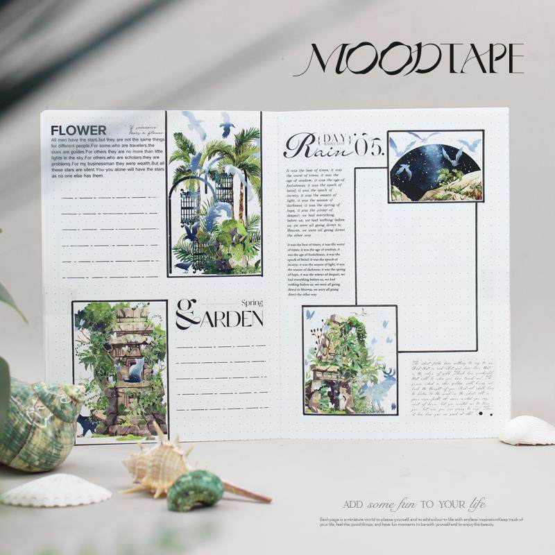 moodtape.废弃动之森原创造景手帐胶带咕卡贴纸人物pet和纸文具