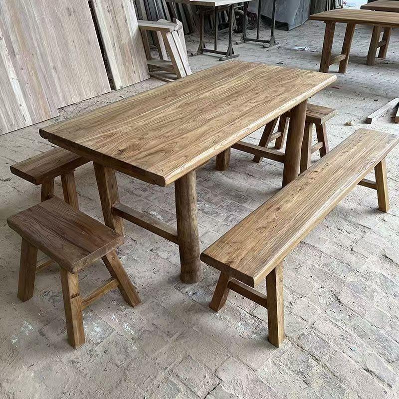 老榆木桌子覆古茶桌实木桌子书桌餐桌吧台长桌阳台桌民宿家用桌子