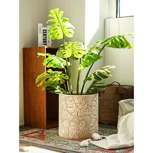 斯堪 纳维亚无障碍豪华创意镁泥花盆家庭客厅室内大直径落地南迪