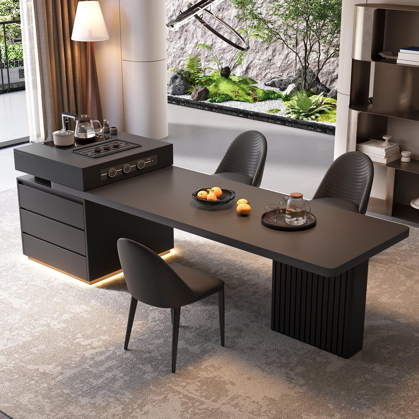 岩板岛台餐桌一体家用可伸缩厨房导台加餐台中倒台2025新款高级