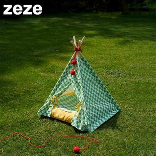 四季 zeze宠物帐篷落日黄猫窝宠物屋半封闭式 通用可拆洗猫咪用品