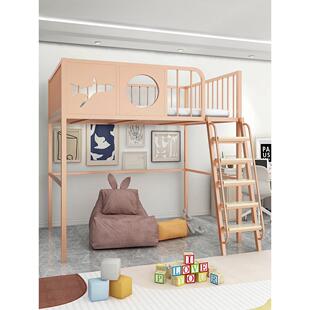 loft高架床铁艺上床下空小户型省空间阁楼儿童上床下桌单上层错位