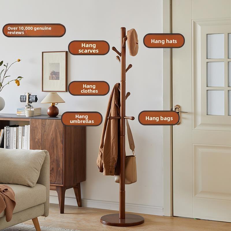 衣帽架卧室衣架落地现代简约实木家用单杆立式客厅衣服架子挂衣架
