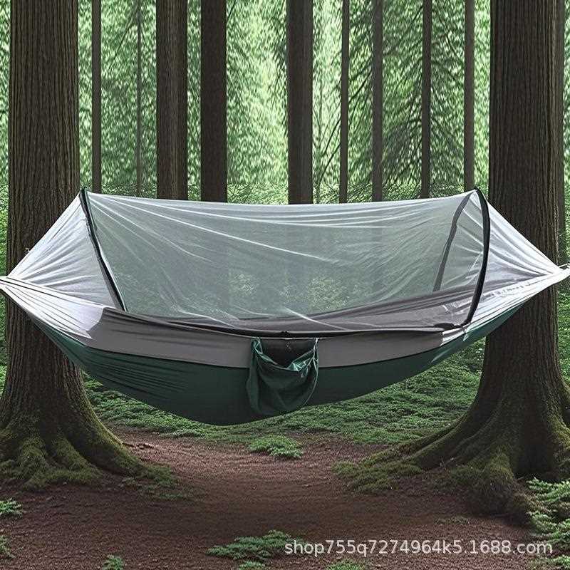 直销新款全自动撑杆速开蚊帐吊床降落伞布秋千户外野营休闲室外单