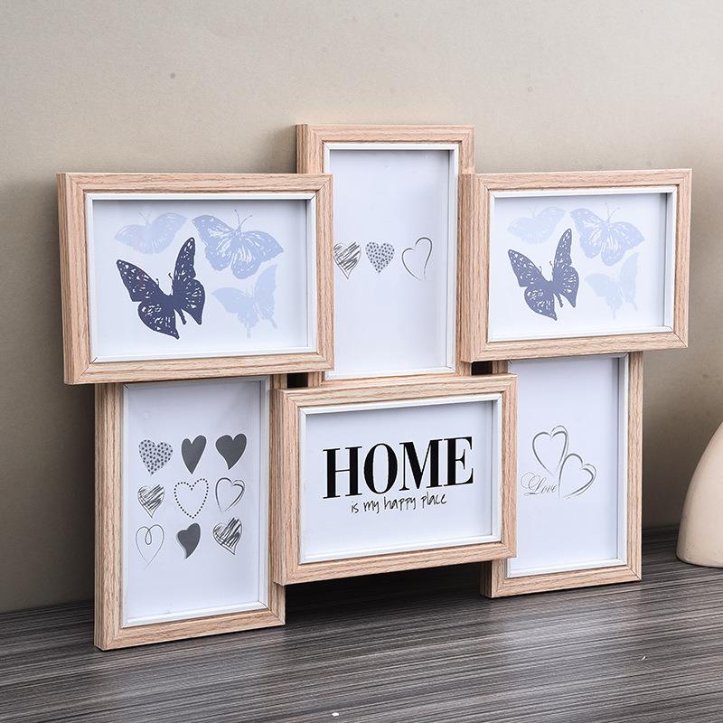 直销新款创意组合相框照片墙6格6寸7寸连体挂墙画框美式风墙面装