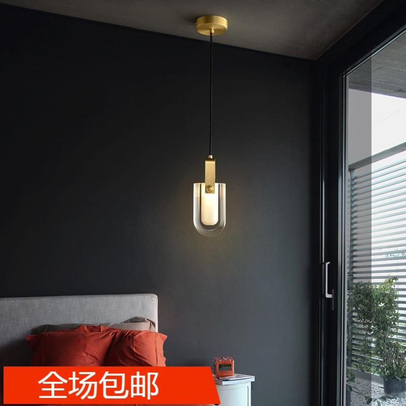 直销新款中山全铜轻奢后现代水晶吊灯样板间卧室床头吧台个性设计