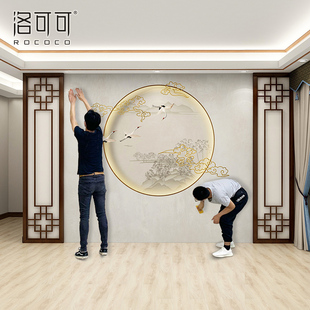 热销新中式电视机背景墙壁纸客厅沙发墙布卧室影视墙壁画墙布2021