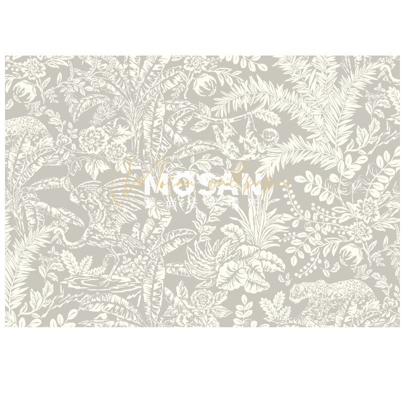 热销法式手绘墙布美式艺术丛林壁纸中世纪电视背景墙家用壁布卧室