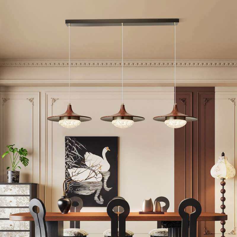 餐厅吊灯复古胡桃木纹创意飞碟吧台灯中古风高级感极简新款餐桌灯,家装灯饰光源,餐厅吊灯,淘宝优惠券,粉丝福利购,淘宝优惠卷