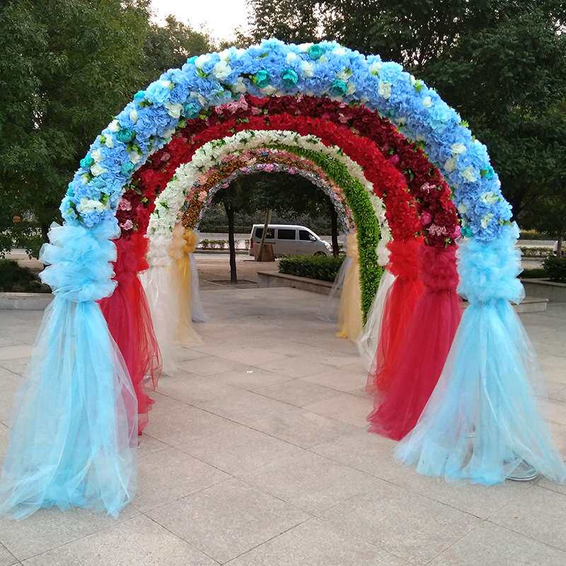 全花绢花花门婚庆拱门开业庆典活动拱门婚礼幸福门花架花环道具
