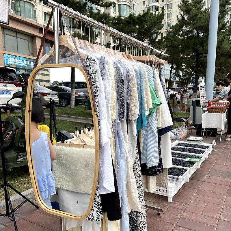 户外摆摊理发镜子带支架活动造型壁挂装备户外蟳蜅女随身夜市摆摊