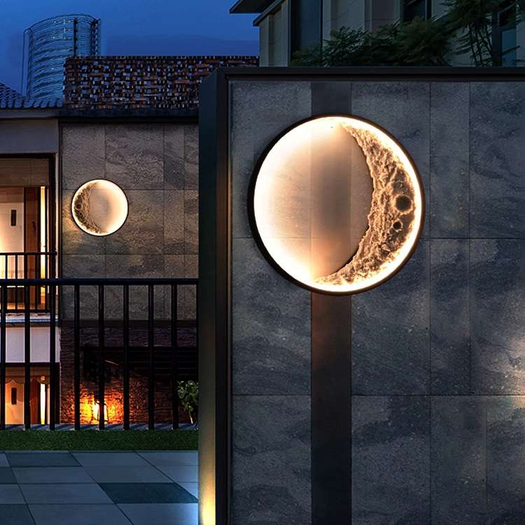 壁灯户外防水别墅室内外露台花园景观外墙庭院阳台月牙太阳能壁灯