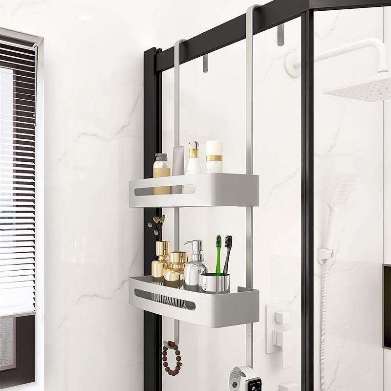 浴室置物架淋浴房洗手间不锈钢冲凉房挂篮免打孔卫生间收纳架挂钩