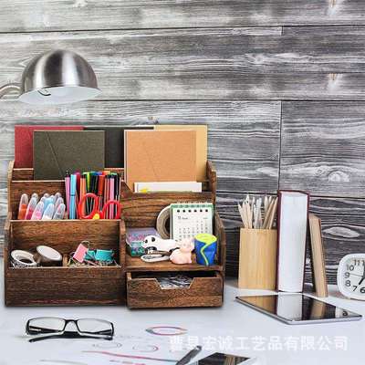 木质储物书桌置物架办公桌面收纳盒多层文件架抽屉式大容量收纳盒