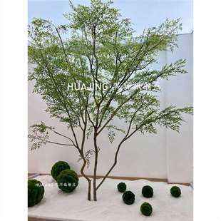 饰枯山水造景软装 仿真南天竹绿植假树大型室内外装 饰植物轻奢风