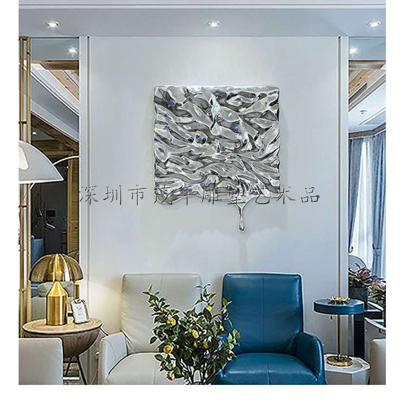 样板间方形装饰画墙面装饰品酒店别墅水波纹装置艺术轻奢树脂壁饰图片