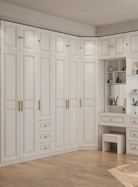 7K转角衣柜家用卧室轻奢90度组合柜子一体带书桌梳妆台书柜一门到