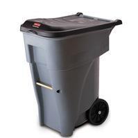 rubbermaid乐柏美可推式垃圾桶连桶盖65加仑/246L灰色FG9W2100