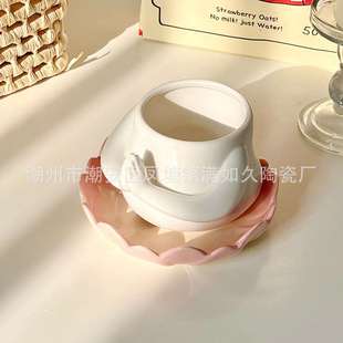 慢如旧-祈祷杯陶瓷佛系莲花杯送礼学生情侣咖啡杯碟创意小众杯子