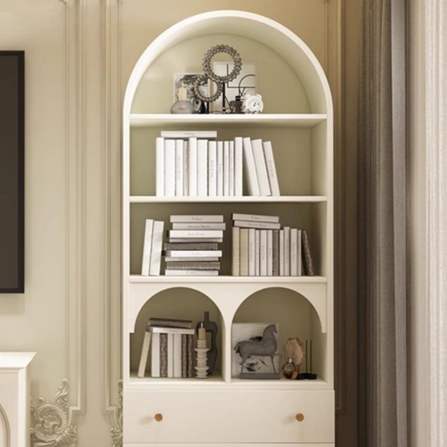 法式复古实木儿童书柜落地书架客厅轻奢拱形展示柜餐边储物柜实木