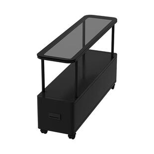 沙发侧边玻璃茶几客厅移动滑轮迷你家用床头小桌子带抽屉置物架