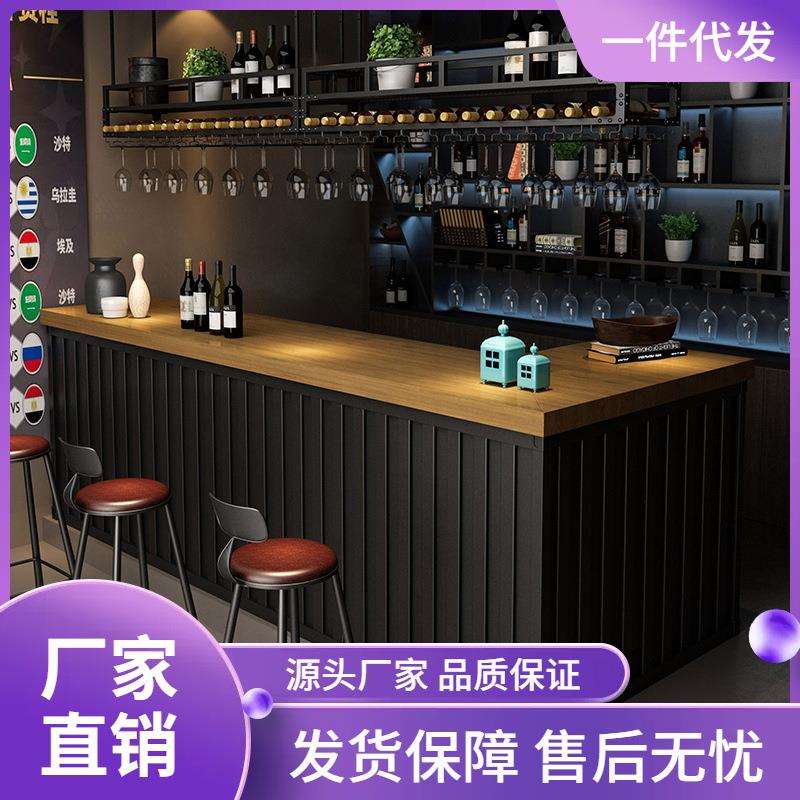工业风复古酒吧吧台餐厅咖啡厅收银台奶茶店接待台店铺前台转角柜