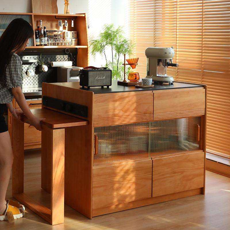 北欧实木岛台家用小户型餐桌一体可伸缩餐厅简约多功能收纳储物柜,住宅家具,岛台,淘宝优惠券,粉丝福利购,淘宝优惠卷