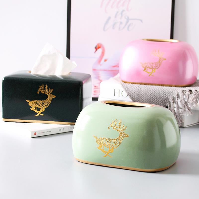 北欧简约纸巾盒轻奢客厅餐厅家用创意陶瓷卧室感纸抽餐巾振振尾荣