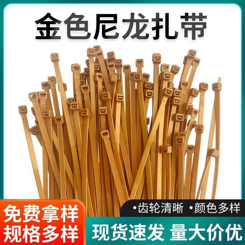 直销新款自锁式尼龙扎带户外广告模特头部装饰金色尼龙扎带5X150