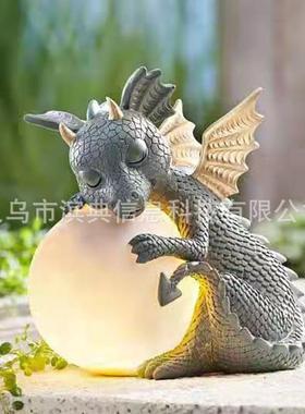 直销新款跨境新品园林花园龙冥想打坐祈祷树脂摆件花园树脂工艺品