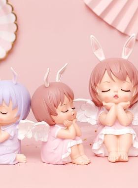 直销新款创意可爱天使女孩树脂装饰品ins少女心小摆件卧室内儿童