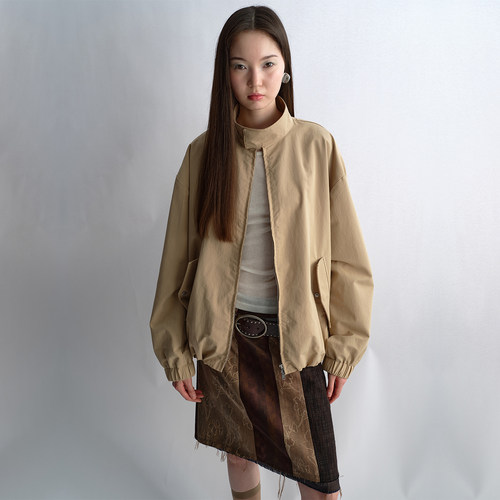 antenna effect春款上新立领宽松工装廓形休闲夹克外套