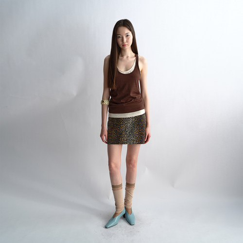 antenna effect春夏新款U领撞色两件套吊带领口花边内搭背心