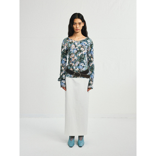 antenna effect秋新款设计感半身裙麻感长半裙