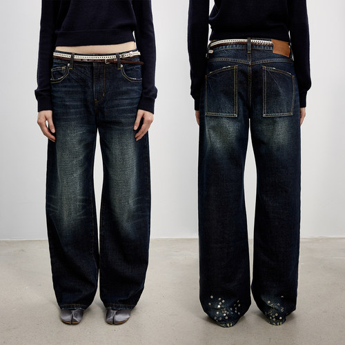 antennaeffec宽松弯月牛仔款女