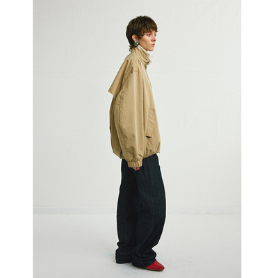 antenna effect 巴恩风立领宽松工装廓形休闲夹克外套