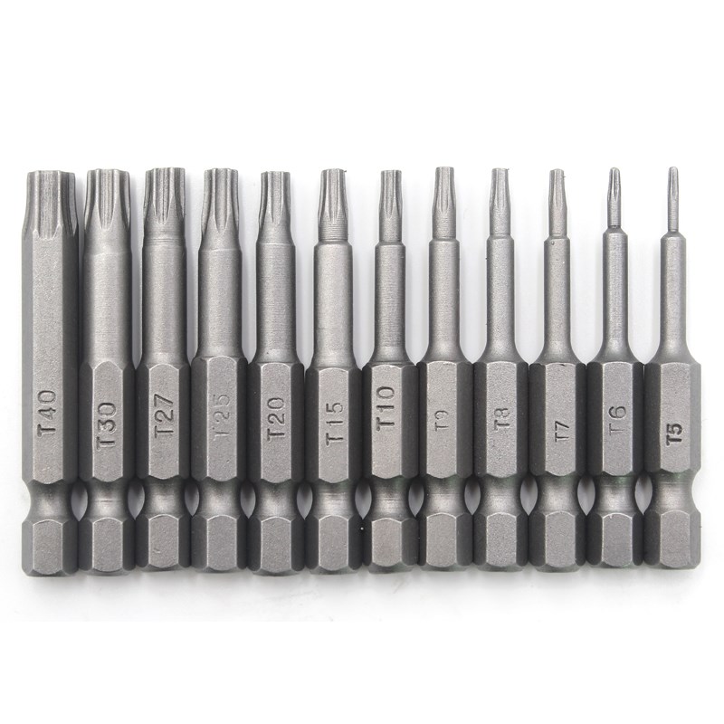 热销磁性梅花空心批头 电动风批螺丝刀起子头12只套装S2材质T6-T4