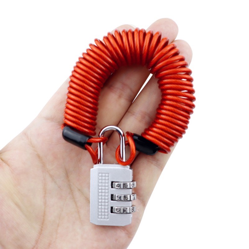 热销加长可伸缩头盔钢丝绳密码锁挂锁行李箱包背包密码锁带钢丝绳
