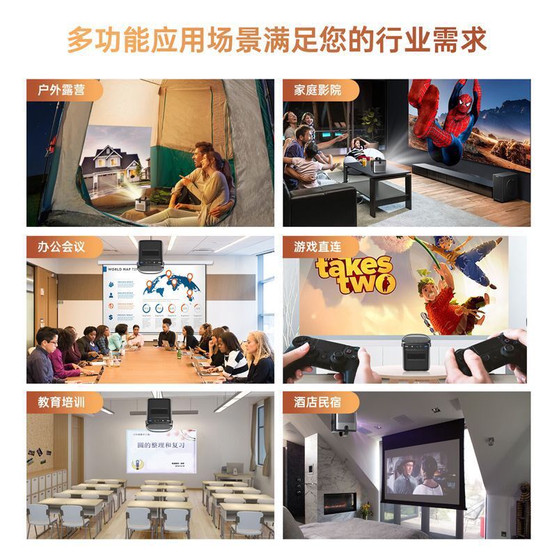 热销2025投影仪家用超高清投墙办公旅行露营便携自动对焦可连手机