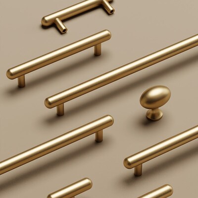 热销奕居黄铜法式柜门拉手厨房橱柜中古风衣柜抽屉美式新中式纯铜