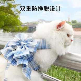 宠物猫咪JK格子裙子胸背带牵引绳狗狗猫咪背心裙服饰外出 直销新款