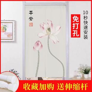 中式 直销新款 家用隔断帘卧室卫生间厨房玄关门帘布帘子免打孔遮挡