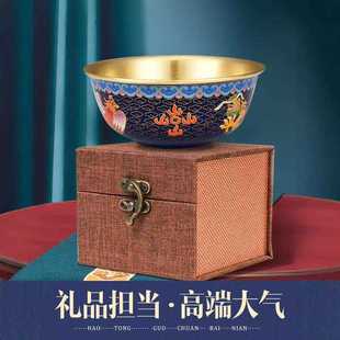 铜六福景泰蓝中式 直销新款 铜碗铜餐具饭碗家用纯铜大号小单个吃饭
